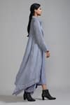 MATI_Purple Pure Linen Plain Dress Boat Vari Aakaar And Trench Jacket Set _Online_at_Aza_Fashions