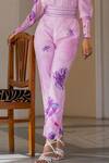 17:17 By Simmi Saboo_Purple Muslin Crystals Round Neck Jacob Dragonfly Pattern Top And Pant Set _Online_at_Aza_Fashions