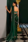 Shop_17:17 By Simmi Saboo_Green Chiffon Hamsa Halter Neck Kaur Pre-draped Saree With Blouse _at_Aza_Fashions