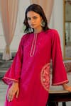 Shop_17:17 By Simmi Saboo_Pink Muslin Placement Embroidery Sebastian Mandala Pattern Kurta With Pant _Online_at_Aza_Fashions