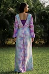 Shop_17:17 By Simmi Saboo_Purple Muslin Paint Brush Effect V Neck Tetra Jumpsuit With Bustier _at_Aza_Fashions