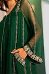 17:17 By Simmi Saboo_Green Chiffon Placement Embellished Tuna Pattern Pakistani Kurta With Pant _Online_at_Aza_Fashions