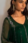 17:17 By Simmi Saboo_Green Chiffon Placement Embellished Tuna Pattern Pakistani Kurta With Pant _at_Aza_Fashions