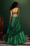 Shop_17:17 By Simmi Saboo_Green Muslin Embroidered Bead Plunge Neck Aagya Hand Lehenga Set _at_Aza_Fashions