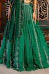 Shop_17:17 By Simmi Saboo_Green Muslin Embroidered Bead Plunge Neck Aagya Hand Lehenga Set _Online_at_Aza_Fashions