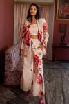 Buy_17:17 By Simmi Saboo_Off White Muslin Embroidery, Beads, Cut Ava Floral Pattern Blazer And Pant Set _at_Aza_Fashions