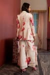 Shop_17:17 By Simmi Saboo_Off White Muslin Embroidery, Beads, Cut Ava Floral Pattern Blazer And Pant Set _at_Aza_Fashions