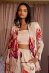 Shop_17:17 By Simmi Saboo_Off White Muslin Embroidery, Beads, Cut Ava Floral Pattern Blazer And Pant Set _Online_at_Aza_Fashions