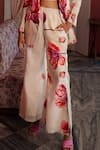 17:17 By Simmi Saboo_Off White Muslin Embroidery, Beads, Cut Ava Floral Pattern Blazer And Pant Set _at_Aza_Fashions