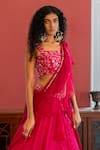Shop_17:17 By Simmi Saboo_Pink Muslin Embroidery Square Neck Finley Lehenga Set _Online_at_Aza_Fashions