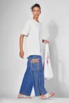 Buy_Style Junkiie_Blue Denim Embroidered Pocket High-waisted Pant  _at_Aza_Fashions