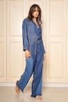 Buy_Style Junkiie_Blue Denim Solid High-waisted Pant  _at_Aza_Fashions