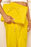 Shop_Style Junkiie_Yellow Poplin High-waisted Solid Pant _Online_at_Aza_Fashions