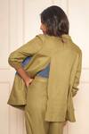 Shop_Style Junkiie_Green Cotton, Twill Embroidery Collared Patched Panel Jacket _at_Aza_Fashions