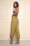 Shop_Style Junkiie_Green Cotton, Twill Beads Olive Jogger Pants _at_Aza_Fashions