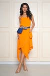 Shop_Style Junkiie_Orange Crepe Solid Round Sleeveless Slip Dress  _Online_at_Aza_Fashions