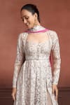 Buy_Neeta Lulla_Pink Organza And Georgette Embroidered Resham Scoop Rada Ombre Anarkali Blouse Set _Online_at_Aza_Fashions