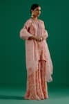 Sitaraa_Pink Crepe Print Floral Round Neck Mohini Kurta And Sharara Set _at_Aza_Fashions