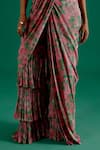 Sitaraa_Green Crepe Print Floral V Jhanvi Pre-draped Pant Saree With Blouse _at_Aza_Fashions