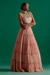 Sitaraa_Pink Crepe And Organza Print Shell Anantara Tiered Scallop Lehenga Set  _at_Aza_Fashions