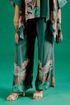 Shop_Sitaraa_Green Crepe Printed Foliage Shirt Collar Naksh High Low With Pant _Online_at_Aza_Fashions