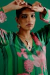 Shop_Sitaraa_Green Modal Silk Printed Forest V Neck Pankhuri Scene Kurta With Pant _Online_at_Aza_Fashions