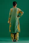 Shop_Sitaraa_Green Crepe Printed Bageecha V Neck Kavya Kurta With Pant _at_Aza_Fashions