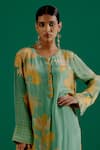 Sitaraa_Green Crepe Printed Bageecha V Neck Kavya Kurta With Pant _Online_at_Aza_Fashions