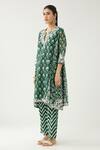 Kora Green Silk, Cotton, Chanderi Tassels, Beads, Hand Block Printed Kurta Set at Aza Fashions Kora_Green Silk, Cotton, Chanderi Tassels, Beads, Hand Block Printed Kurta Set _at_Aza_Fashions