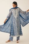 Buy Kora Blue Silk, Cotton Sequins, Tassels, Floral Hand Block Print Straight Kurta Set at Aza Fashions Buy_Kora_Blue Silk, Cotton Sequins, Tassels, Floral Hand Block Print Straight Kurta Set _at_Aza_Fashions