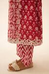 Shop Kora Red Silk, Cotton, Chanderi Sequins, Flower Hand Block Print Straight Kurta Set Online at Aza Fashions Shop_Kora_Red Silk, Cotton, Chanderi Sequins, Flower Hand Block Print Straight Kurta Set _Online_at_Aza_Fashions