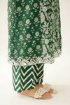 Shop Kora Green Silk, Cotton, Chanderi Botanical Hand Block Print Straight Kurta Set Online at Aza Fashions Shop_Kora_Green Silk, Cotton, Chanderi Botanical Hand Block Print Straight Kurta Set _Online_at_Aza_Fashions