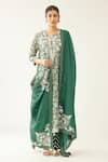 Buy Kora Green Cotton, Silk, Chanderi Sequins, Asymmetric Kalidar Kurta Set With Dupatta at Aza Fashions Buy_Kora_Green Cotton, Silk, Chanderi Sequins, Asymmetric Kalidar Kurta Set With Dupatta _at_Aza_Fashions