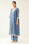 Buy Kora Blue Cotton, Silk, Chanderi Embroidery, Sequins, Flower And Mughal Print Kurta Set Online at Aza Fashions Buy_Kora_Blue Cotton, Silk, Chanderi Embroidery, Sequins, Flower And Mughal Print Kurta Set _Online_at_Aza_Fashions
