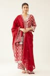 Buy Kora Red Cotton, Silk, Chanderi Sequins, Beads, Garden Hand Block Print Kurta Set at Aza Fashions Buy_Kora_Red Cotton, Silk, Chanderi Sequins, Beads, Garden Hand Block Print Kurta Set _at_Aza_Fashions