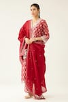 Kora Red Cotton, Silk, Chanderi Sequins, Beads, Garden Hand Block Print Kurta Set at Aza Fashions Kora_Red Cotton, Silk, Chanderi Sequins, Beads, Garden Hand Block Print Kurta Set _at_Aza_Fashions