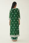 Shop Kora Green Silk, Chanderi Embroidery Split V-neck Floral Kurta Set at Aza Fashions Shop_Kora_Green Silk, Chanderi Embroidery Split V-neck Floral Kurta Set _at_Aza_Fashions