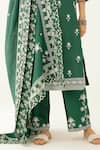 Shop Kora Green Silk, Chanderi Embroidery, Tassels V-neck Florette Kurta Set Online at Aza Fashions Shop_Kora_Green Silk, Chanderi Embroidery, Tassels V-neck Florette Kurta Set _Online_at_Aza_Fashions