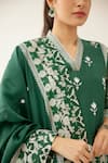Kora Green Silk, Chanderi Embroidery, Tassels V-neck Florette Kurta Set at Aza Fashions Kora_Green Silk, Chanderi Embroidery, Tassels V-neck Florette Kurta Set _at_Aza_Fashions