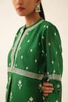 Buy Kora Green Silk, Chanderi Embroidery Round Neck Floral Kurta And Pant Set Online at Aza Fashions Buy_Kora_Green Silk, Chanderi Embroidery Round Neck Floral Kurta And Pant Set _Online_at_Aza_Fashions