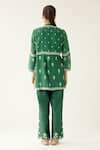 Shop Kora Green Silk, Chanderi Embroidery Round Neck Floral Kurta And Pant Set at Aza Fashions Shop_Kora_Green Silk, Chanderi Embroidery Round Neck Floral Kurta And Pant Set _at_Aza_Fashions