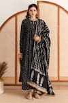 Buy_Maison Shefali_Black Kurta And Pant Cotton Printed Block Round Tiered Set _at_Aza_Fashions