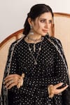 Maison Shefali_Black Kurta And Pant Cotton Printed Block Round Tiered Set _Online_at_Aza_Fashions