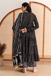 Shop_Maison Shefali_Black Kurta And Pant Cotton Printed Block Round Tiered Set _at_Aza_Fashions