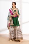 Buy_Maison Shefali_Green Kurta Chanderi Printed Block Round Embroidered Sharara Set _at_Aza_Fashions