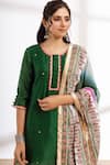 Shop_Maison Shefali_Green Kurta Chanderi Printed Block Round Embroidered Sharara Set _Online_at_Aza_Fashions