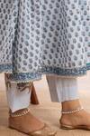 Maison Shefali Blue Kurta And Pant Cotton Printed Block Round Hand Anarkali Set Online at Aza Fashions Maison Shefali_Blue Kurta And Pant Cotton Printed Block Round Hand Anarkali Set_Online_at_Aza_Fashions