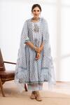Maison Shefali Blue Kurta And Pant Cotton Printed Block Round Hand Anarkali Set at Aza Fashions Maison Shefali_Blue Kurta And Pant Cotton Printed Block Round Hand Anarkali Set_at_Aza_Fashions