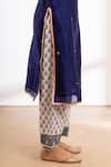 Shop_Maison Shefali_Blue Kurta Chanderi Printed Block Zari Embroidered Pant Set 