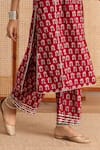 Buy_Maison Shefali_Red Kurta And Pant Cotton Printed Block Notched Straight Set _Online_at_Aza_Fashions